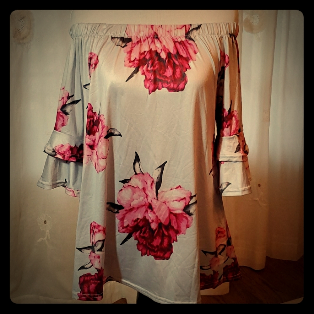 Off shoulder floral blouse